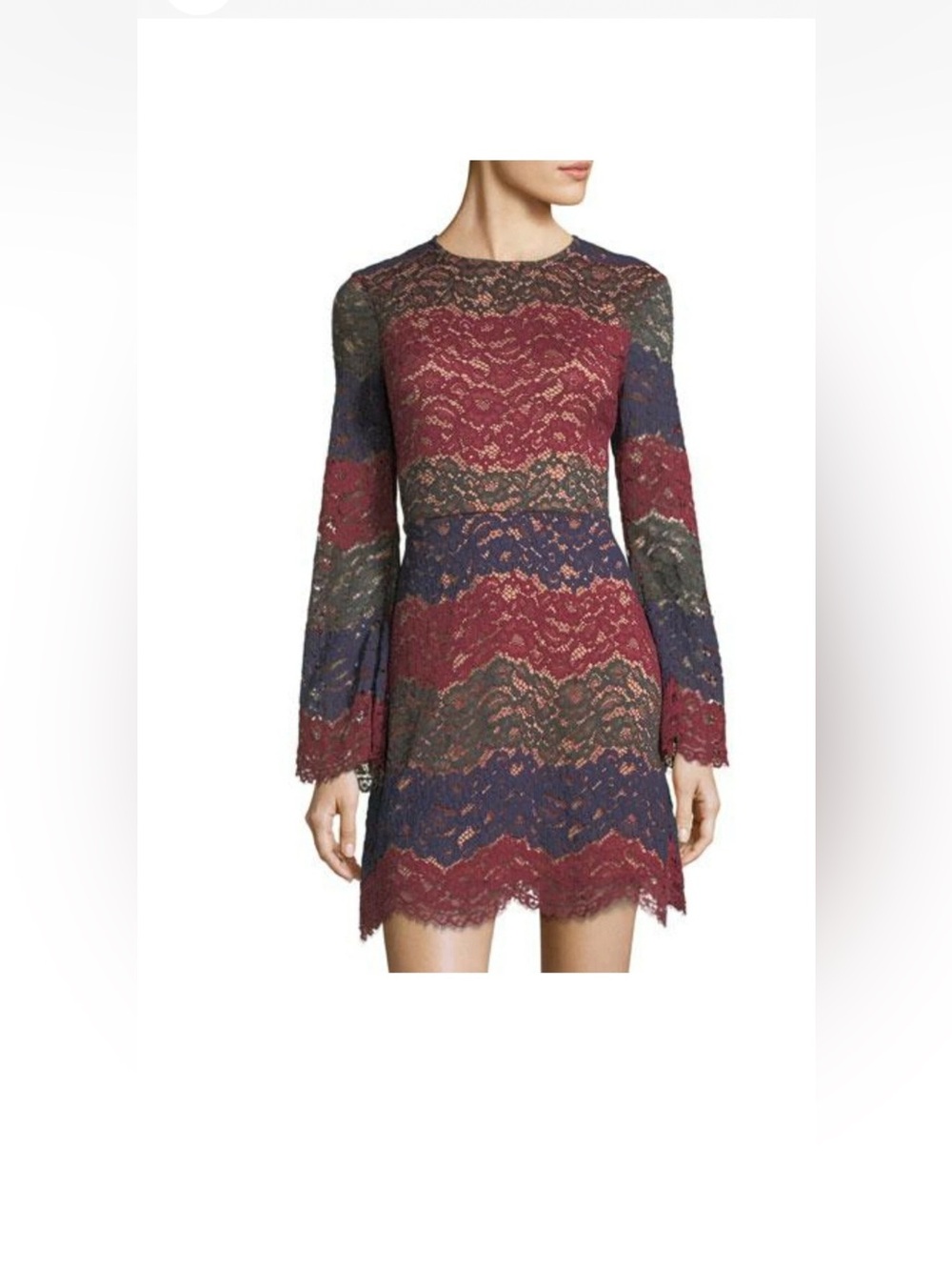 NWT WAYF MEDIUM VON MAUR Lace Dress Bell Sleeve Fit and Flare Dress